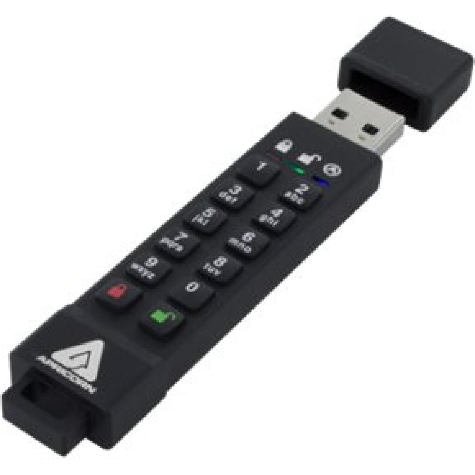 Apricorn SecureKey 3Z (64 GB, USB 3.0, USB-A), USB Stick, Schwarz