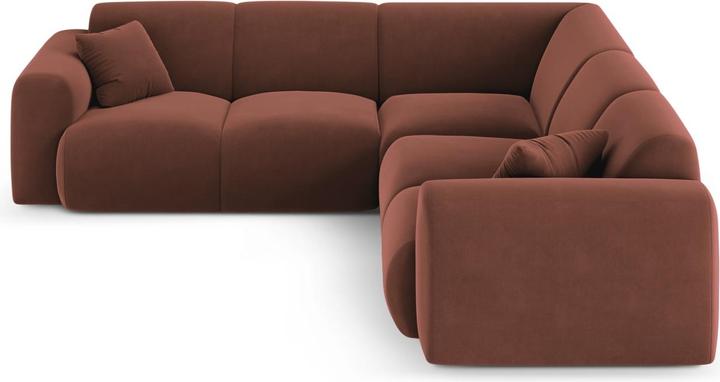Maison Heritage Velvet Symmetrical Corner Sofa, "Theo", 5 Seats, Cuoio, 252x252x72 Made in Europe (Corner sofa)