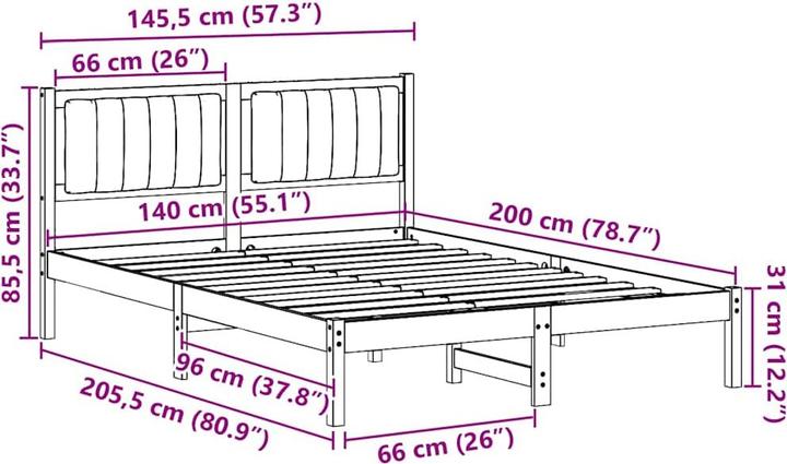 Image du produit vidaXL Holz-Bettgestell (140 x 200 cm)