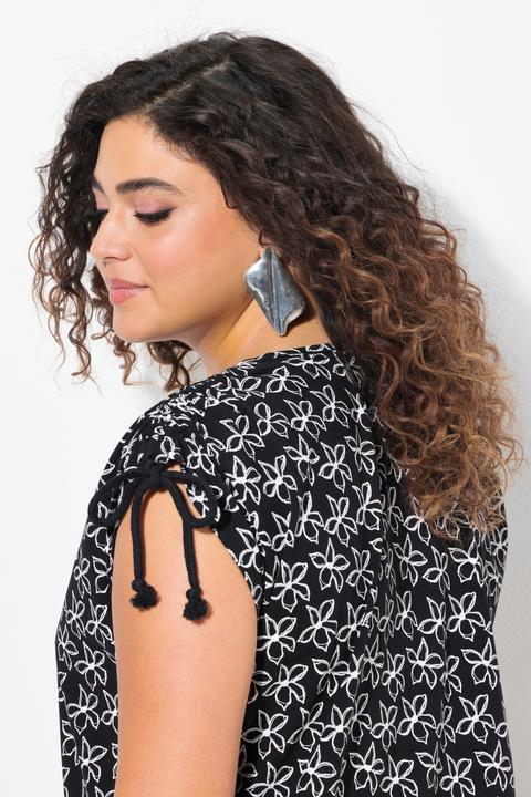 Actual product image Ulla Popken Vinework Gathered Cap Sleeve Dress (46, 48)