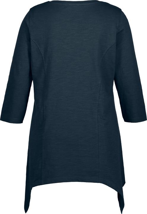 Image du produit Ulla Popken T-shirt, finition en pointe, col en V, manches 3/4, coton bio (58)