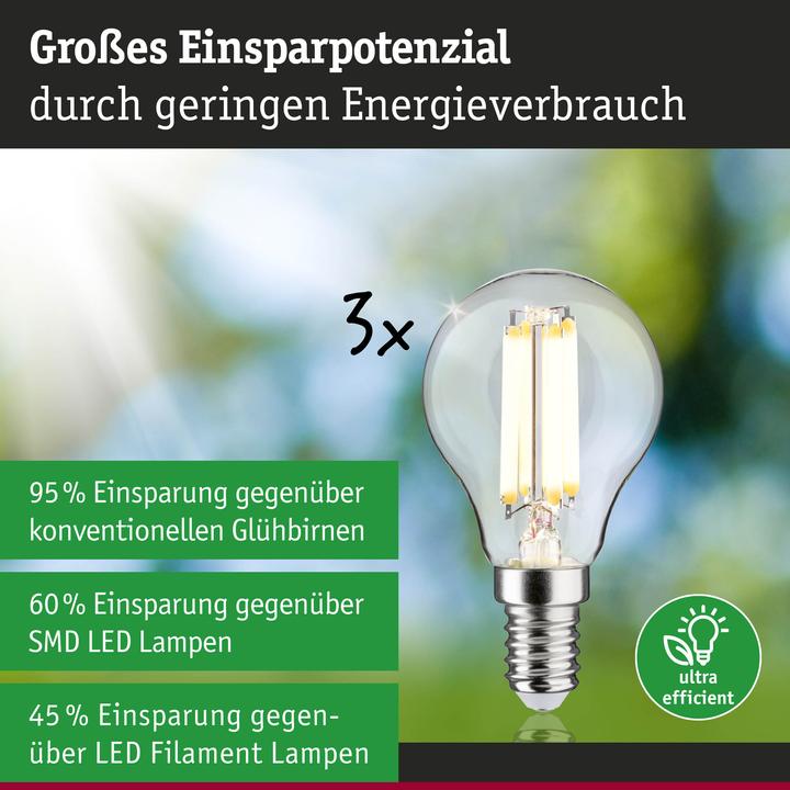 Produktbild Paulmann Tropfen Eco-Line Filament 3er Set (E14, 2.50 W, 525 lm, 3 x, A)