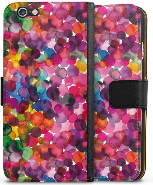 Produktbild DeinDesign Tasche für Apple iPhone 6 Handy Flip Case Wallet Cover Handytasche Leder Punkte Wasserfarbe bunt (Apple iPhone 6)
