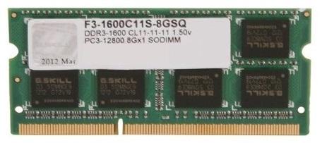 Image du produit G.Skill F3-1600C11S-8GSQ (1 x 8GB, 1600 MHz, RAM DDR3, SO-DIMM)