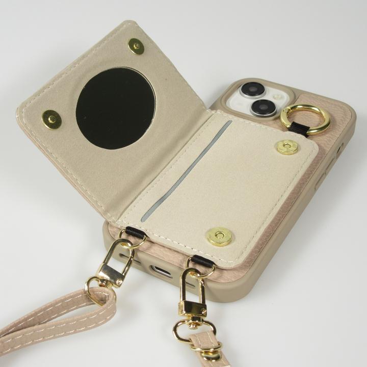 Actual product image PhoneLook Hülle Gepolstertes Leder mit Spiegel und Kartenfach grosse abnehmbare Riemen (Apple iPhone 15)