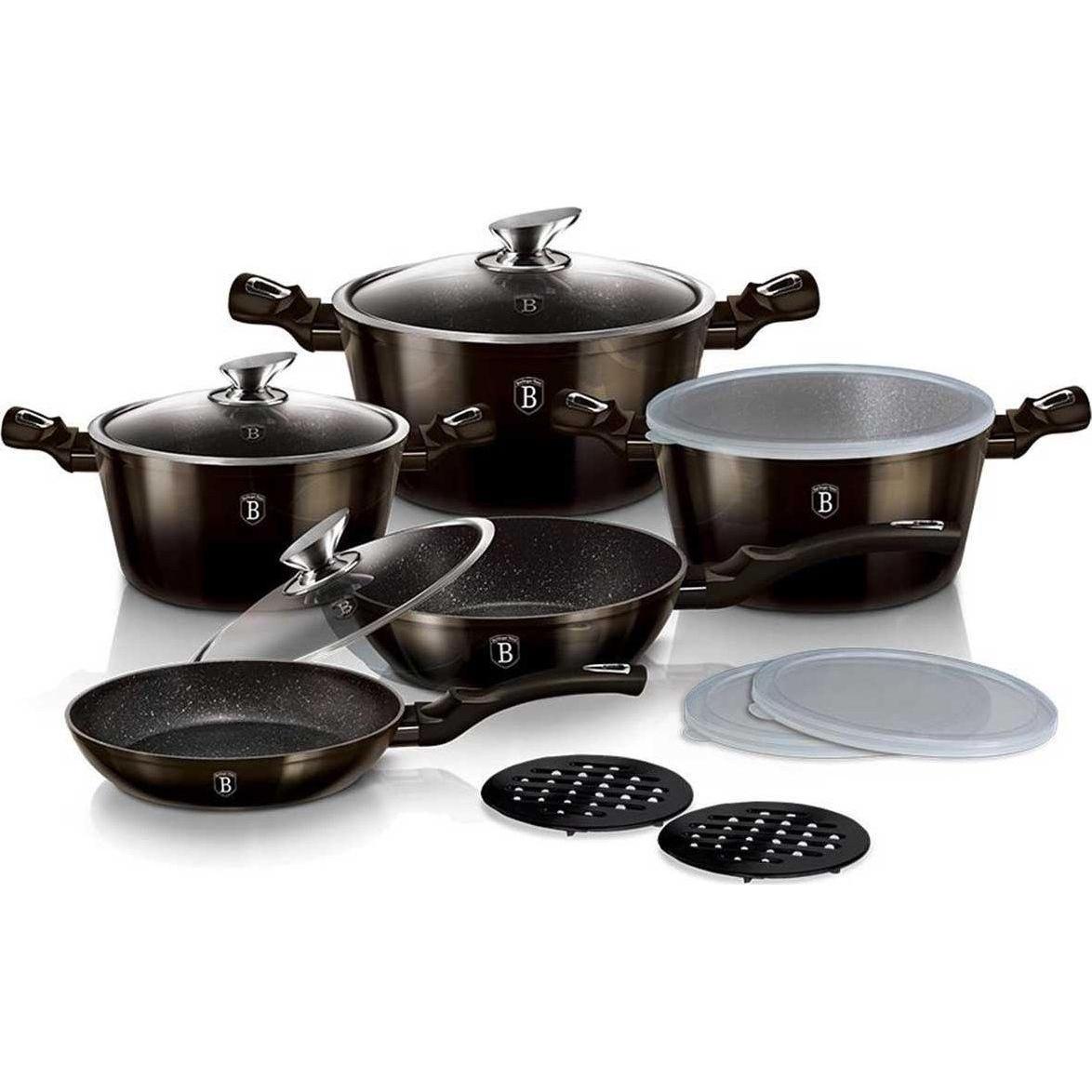 BerlingerHaus Pot Set, Pfanne + Kochtopf, Schwarz