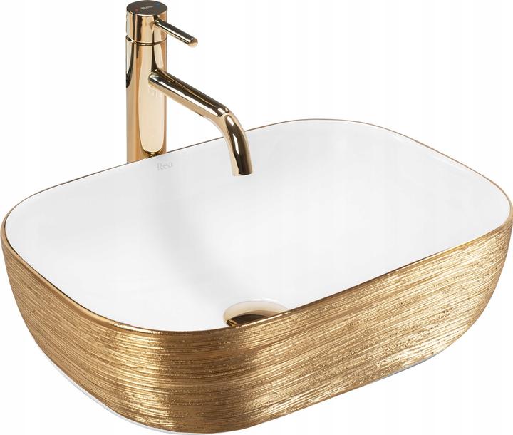 Rea Belinda White Gold Brush Ceramic Washbasin (460 mm, 330 mm)