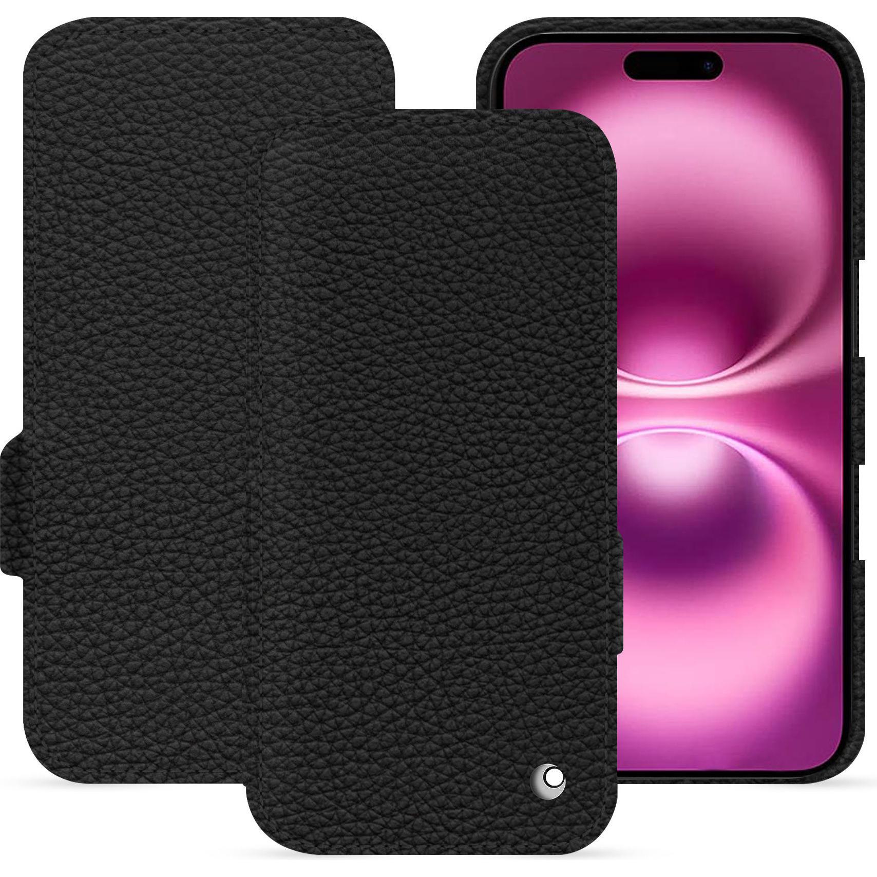 Noreve Lederschutzhülle horizontal (Apple iPhone 16 Plus), Smartphone Hülle, Schwarz