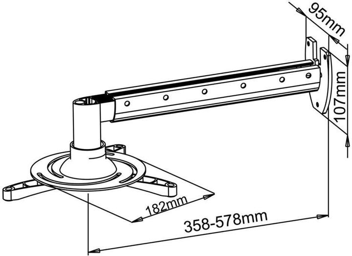 Actual product image Art RAMP P-103 Holder P-103 *36-58cm* to projector juodas 15KG mounting to the wall (Ceiling, Wall)