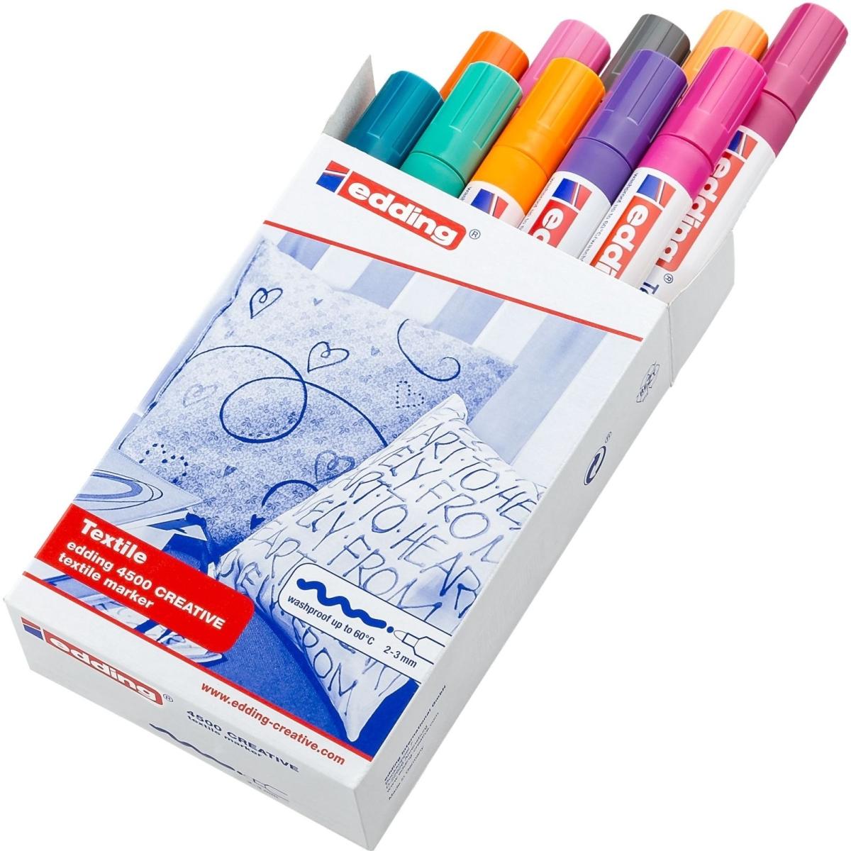 Edding, Marker, Textilmarker (Grau, Rosa, Neonorange, Orange, Karminrot, Neonrosa, Neonviolett, Blassgrün, Hellorange, 3...