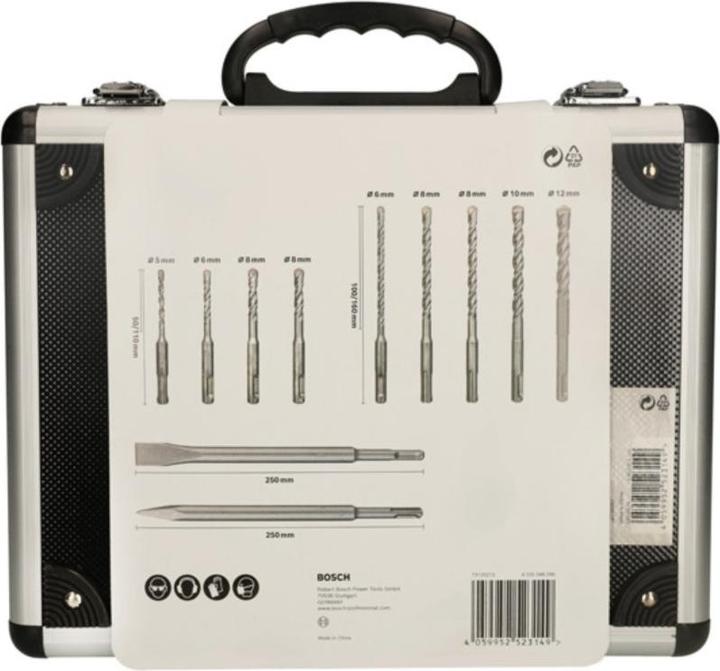 Produktbild Bosch Professional Zubehör 11-tlg. Meissel- und Hammerbohrer-Set SDS plus-3, 5–12 mm (5.0, 6.0, 8.0, 10.0)