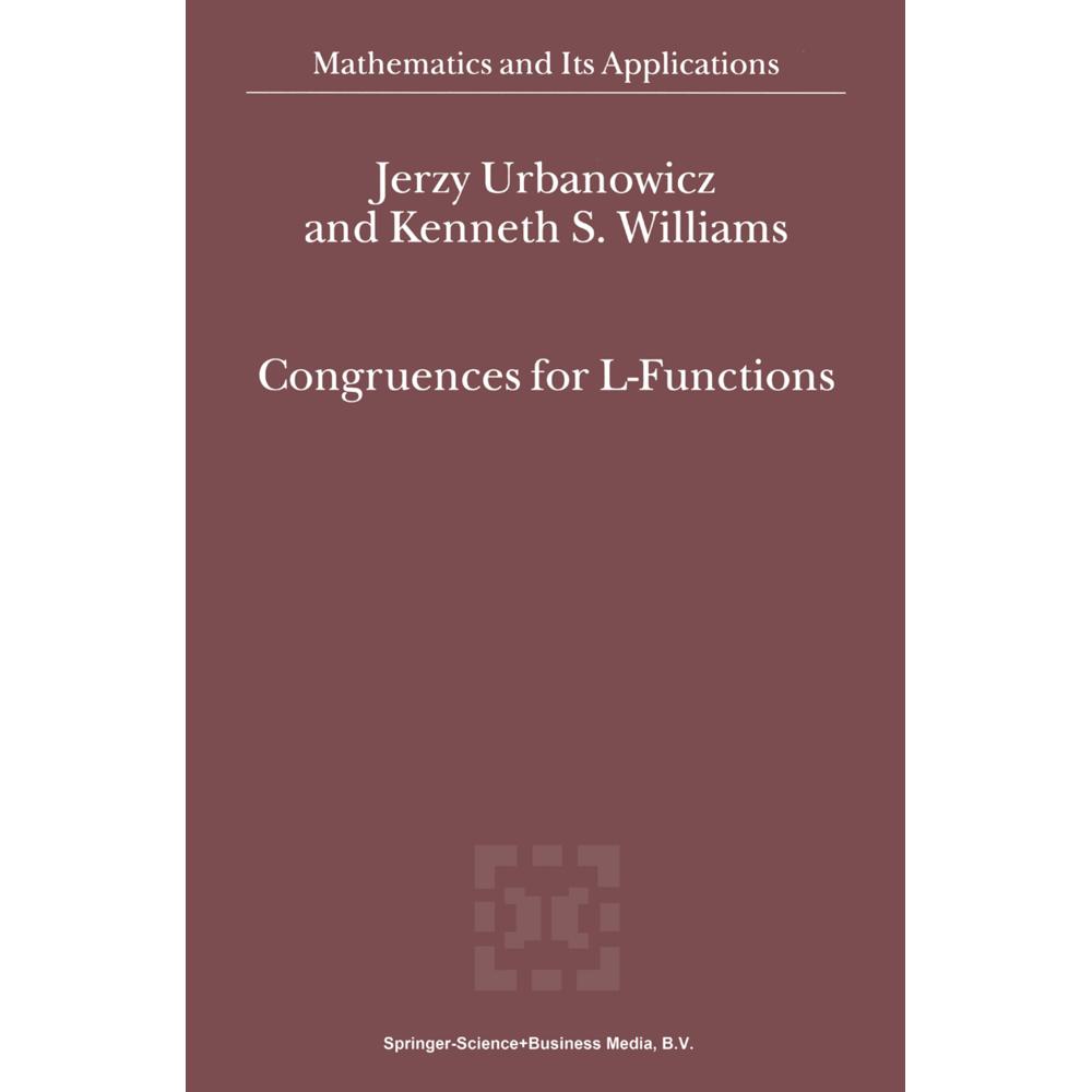 Congruences for L-Functions, Fachbücher von Kenneth S. Williams, J. Urbanowicz