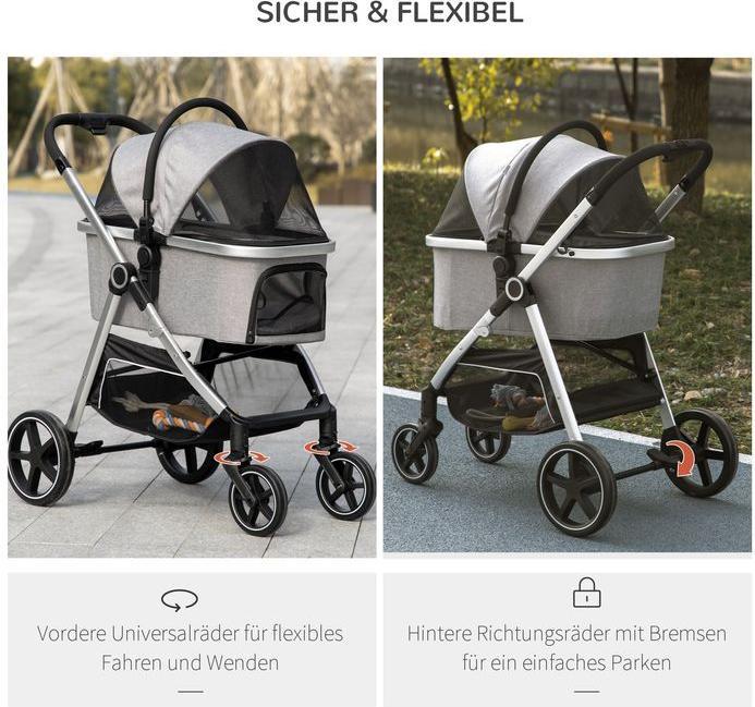 Actual product image PawHut Dog buggy with removable basket (Dog, Foldable)