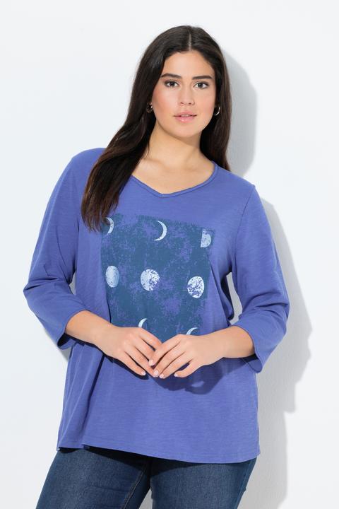 Actual product image Ulla Popken Meet Me In The Moonlight 3/4 Sleeve Graphic Tee (54)