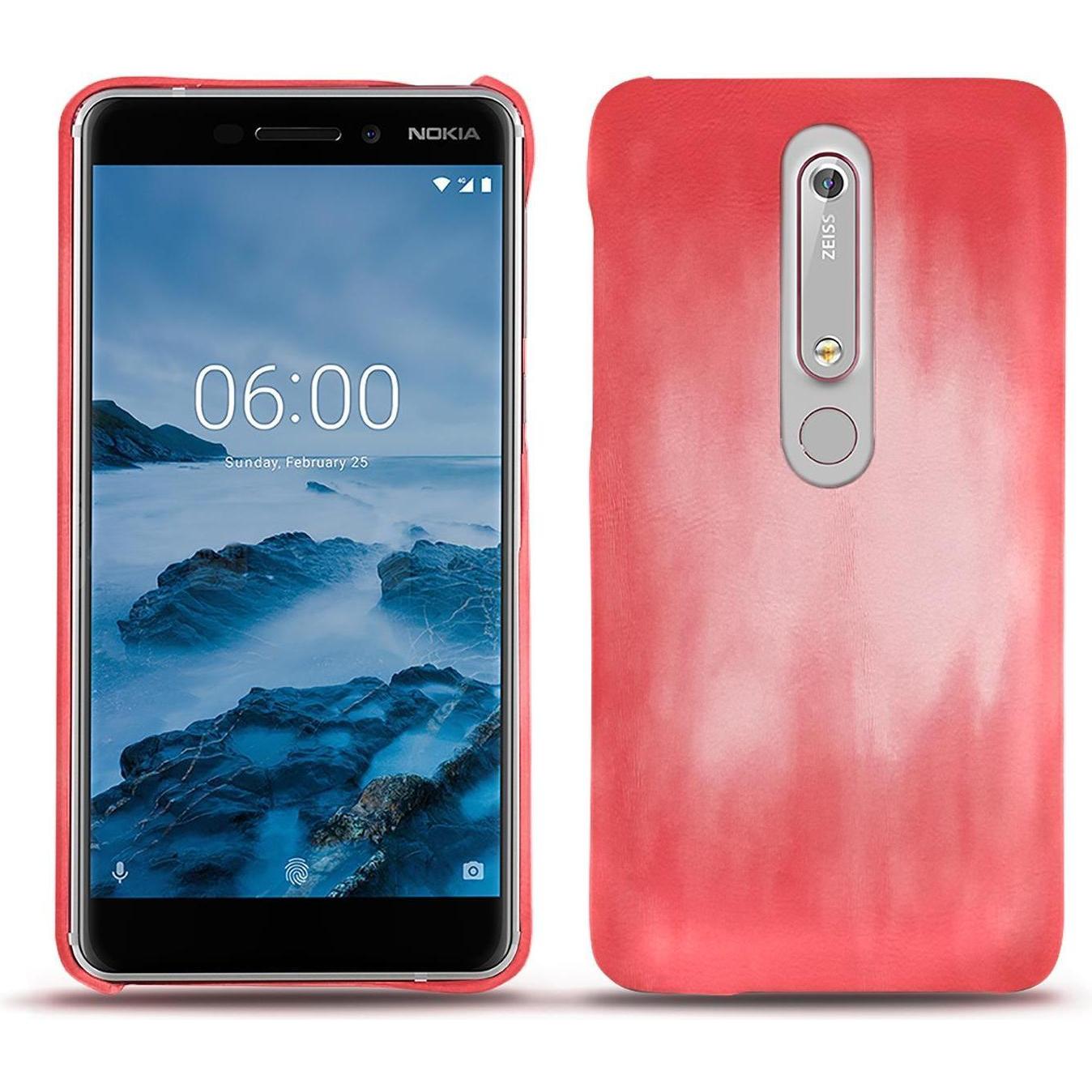 Thumbnail - Noreve Lederschutzhülle (Nokia 6 (2018)), Smartphone Hülle, Rosa