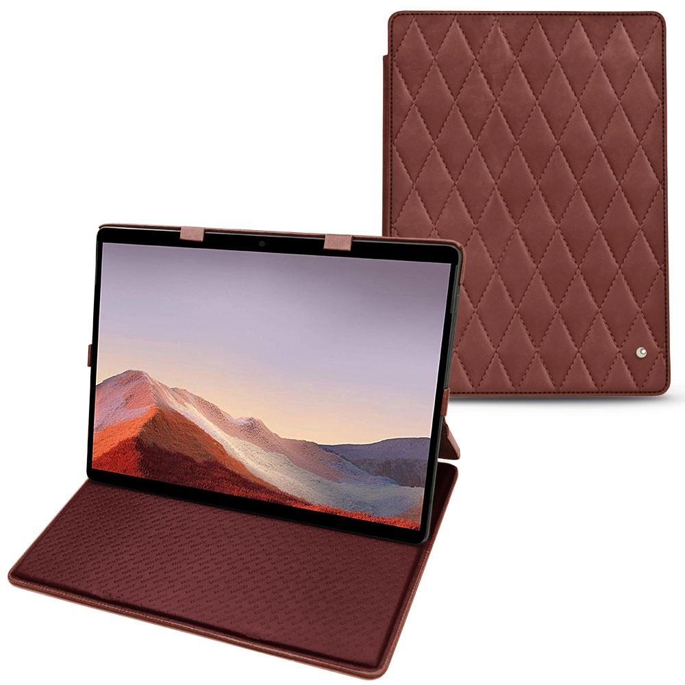 Noreve Lederschutzhülle vertikal (Microsoft Surface Pro X), Tablet Hülle, Rot