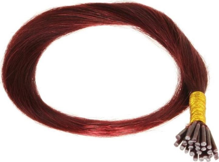 Actual product image Hair2heart 200 x Microring ITip Real Hair Extensions 50 cm 1 g Strands Straight 99 y Burgundy (99 y Burgundy, 50 cm)