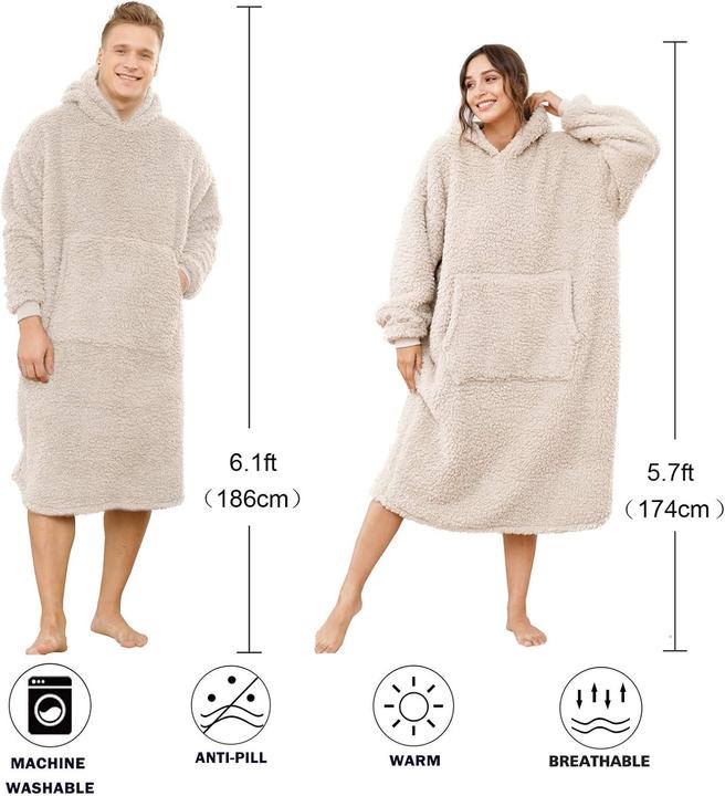 Immagine prodotto Ililmmoe Sherpa-Decke mit Kapuze (Einheitsgrösse)