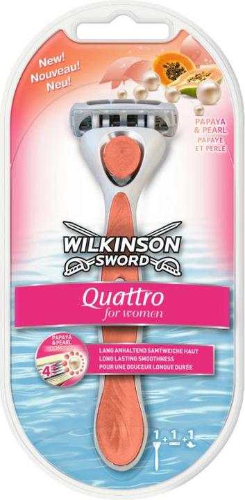 Produktbild Wilkinson Sword Quattro Women 1 Rasierer + 1 Klingen Papaya & Pearl