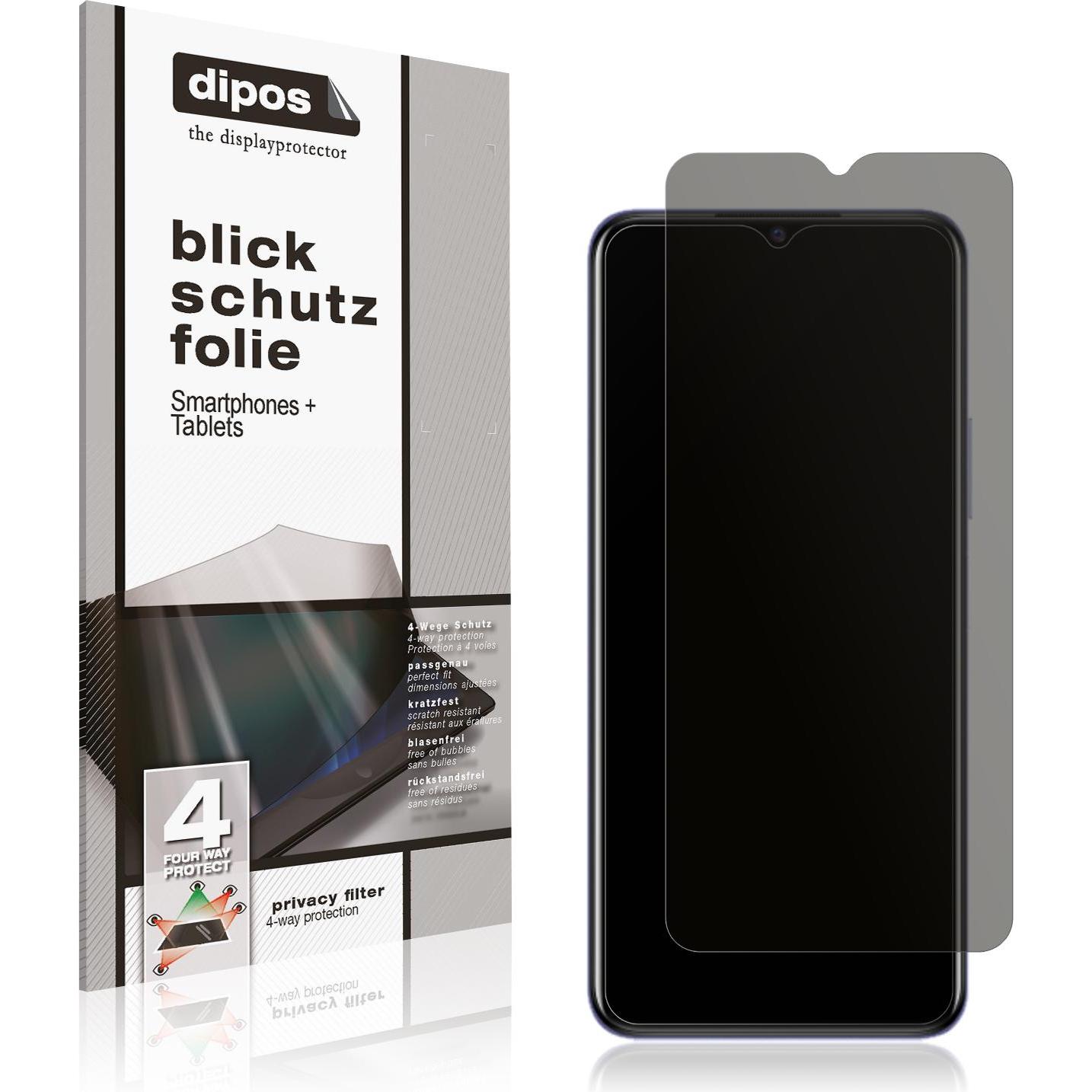 Dipos Blickschutzfolie 4-Way Privacy (1 Stück, Vivo Y21T), Smartphone Schutzfolie, Transparent