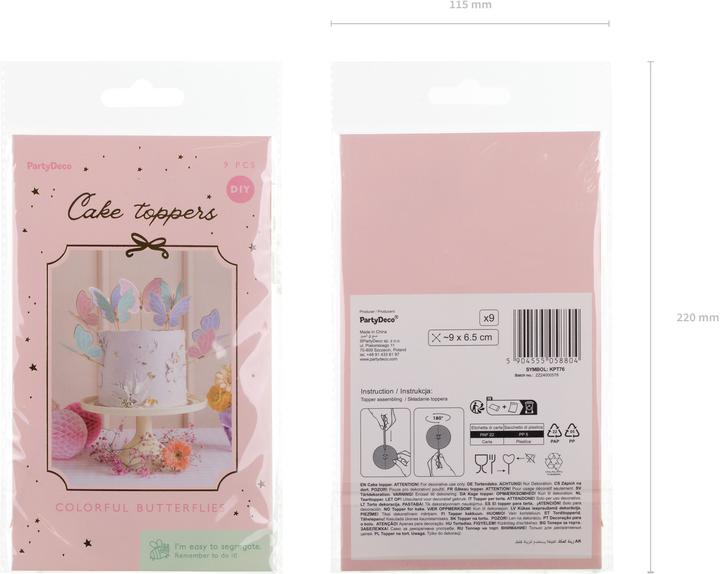 Actual product image Partydeco Cake toppers - Papillons (9 pcs.)