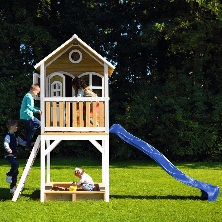 Actual product image Axi Sarah Playhouse Brown / White with Blue Slide