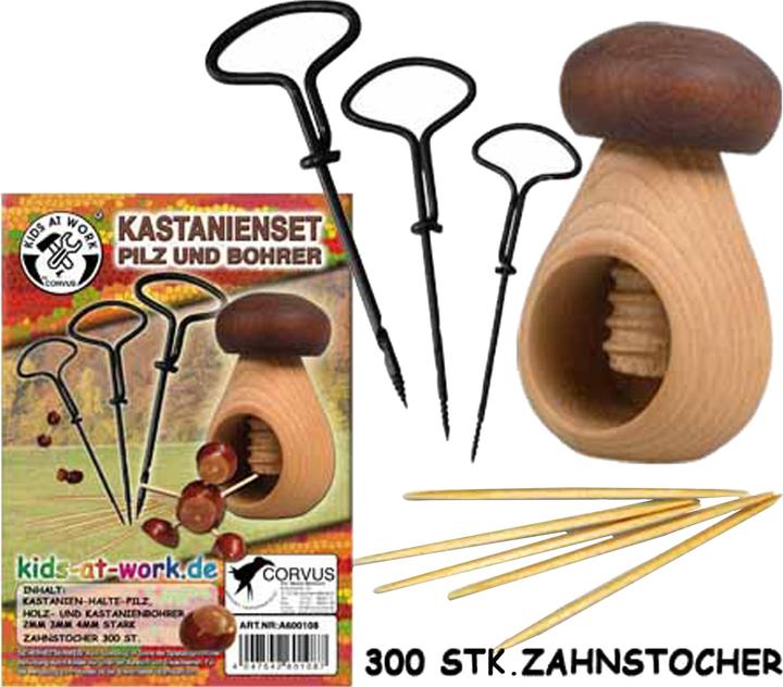 Actual product image Kids at work Chestnut set mushroom and drill