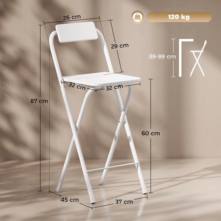 Produktbild Homcom Barhocker MDF, Stahl Weiss