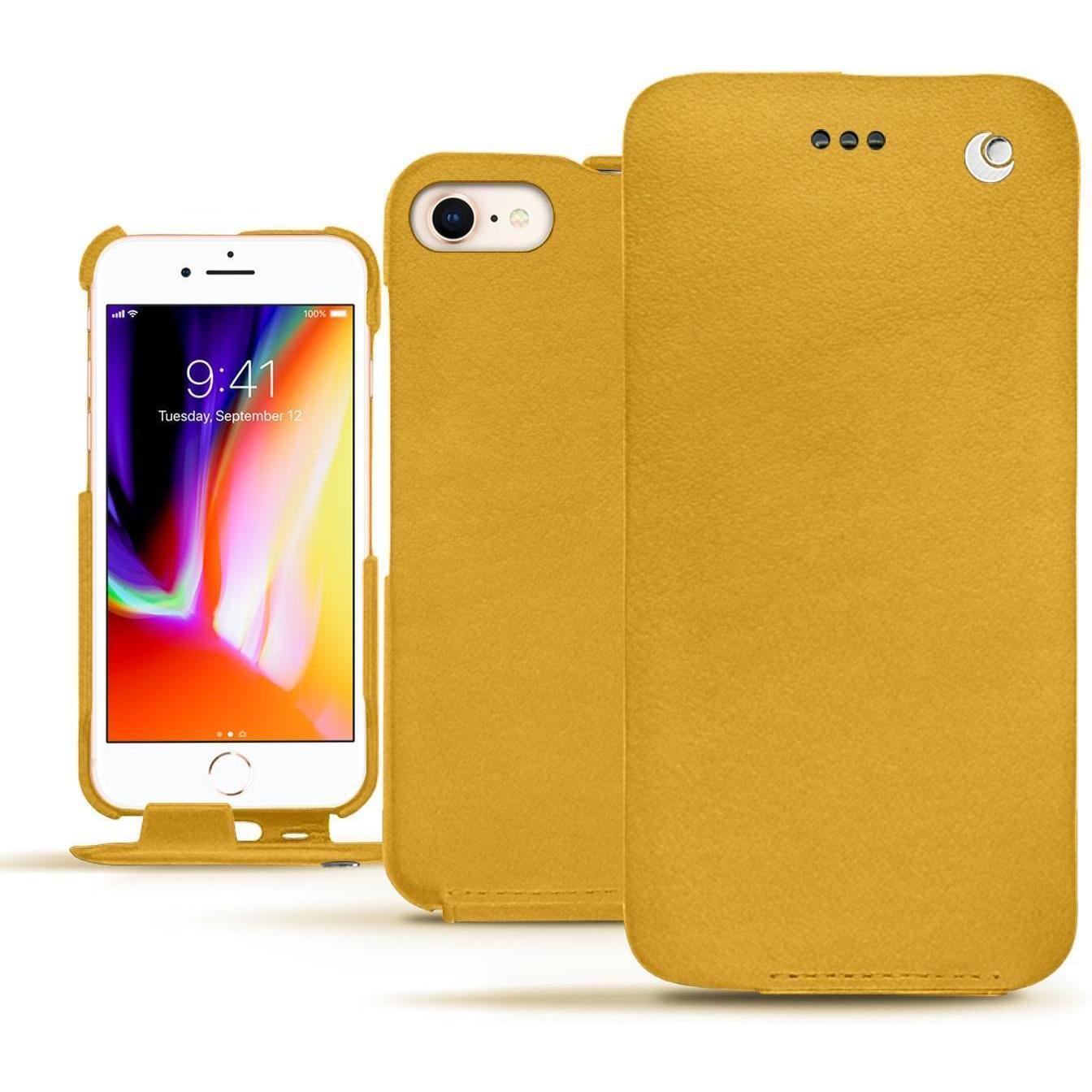 Noreve Lederschutzhülle vertikal (Apple iPhone 8), Smartphone Hülle, Orange