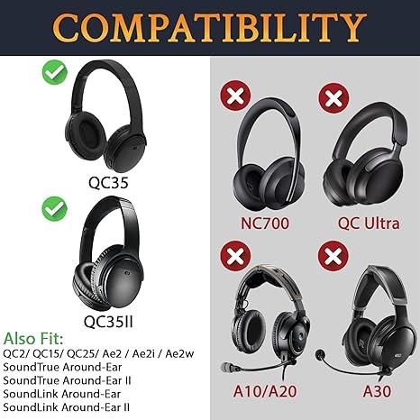 Produktbild Ueli Express Bose Quiet Comfort 35 / 35 II / AE2 Ersatz Kopfhörer Ohrpolster (QuietComfort 35, QuietComfort 2, QuietComfort 15, QuietComfort 25, QuietComfort 35 II, AE2, AE2i, AE2w, SoundTrue, SoundLink)