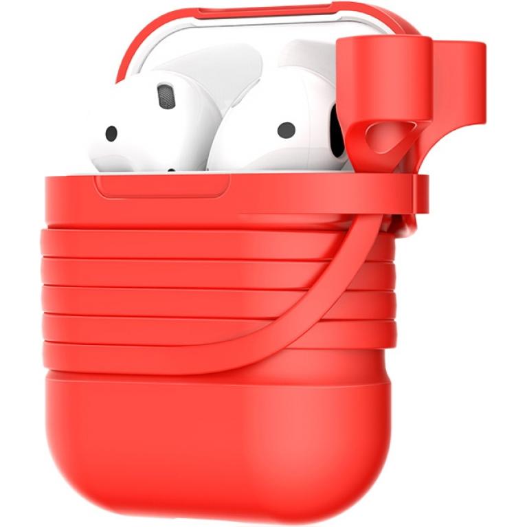 Baseus Airpods Hülle Silikon Case, Kopfhörertasche + Schutzhülle, Rot