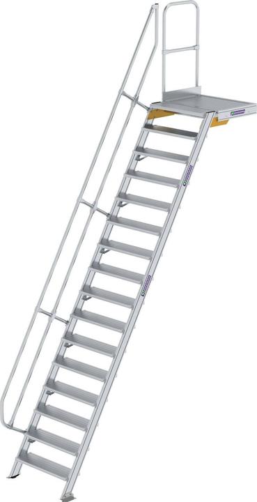 Actual product image Munk Stairs with platform 60° Step width 800 mm 16 steps Aluminium ribbed (Scaffolding, 46 cm)