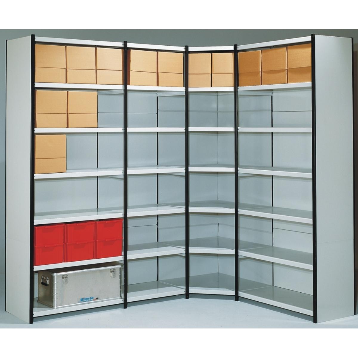 Kerkmann, Regal, Magazin-Regal Stora 100 Eck-Regalfeld mit Rückwand 77x40x190cm schwarz/lichtgrau