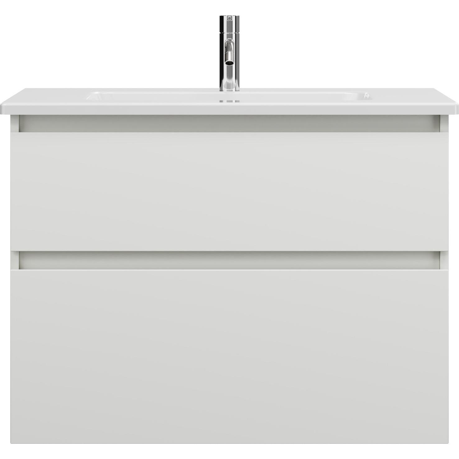 burgbad, Badmöbelset, Lin20 tiefes Keramik-Waschtisch Farbe Weiss Glänzend inklusive Waschtischunterschrank 2 Aus