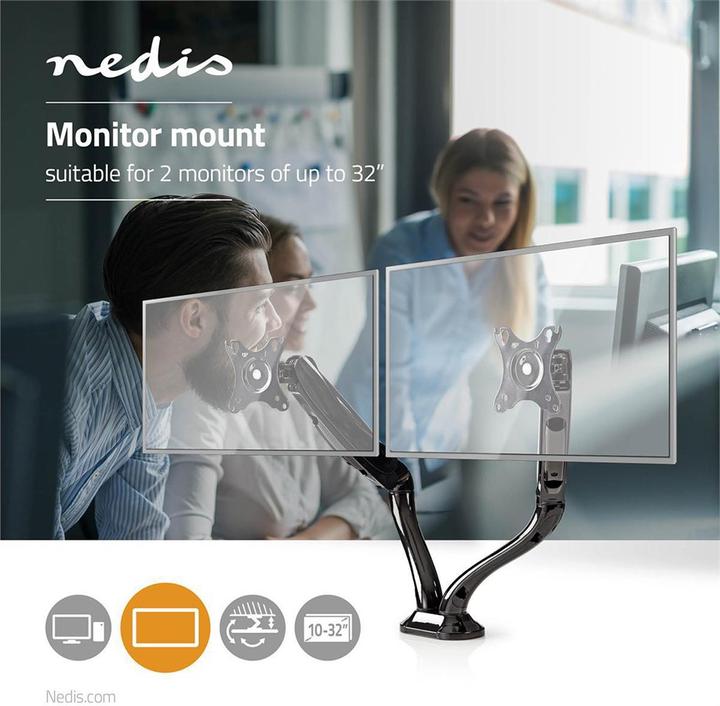 Actual product image Nedis Desk Monitor Mount - Dual Monitor Arm (10"-32") (32")