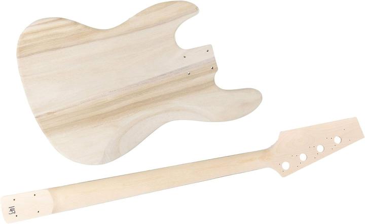 Actual product image Rocktile DIY JB-Style Bass Guitar Kit with Pickups and Hardware (Electric bass, Blackwood fingerboard, Maple neck, Paulownia corpus)