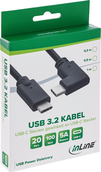 Produktbild InLine ® USB 3.2 Gen.2 Kabel, USB Typ-C Stecker/Stecker, schwarz, 1m (1 m, USB 3.2 Gen 2, 100 W)
