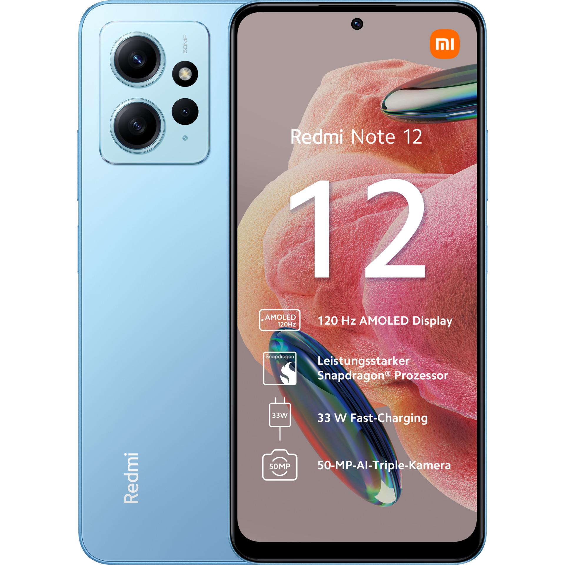 Xiaomi Redmi Note 12 (64 GB, Ice Blue, 6.67", Dual SIM, 50 Mpx, 4G), Smartphone, Blau