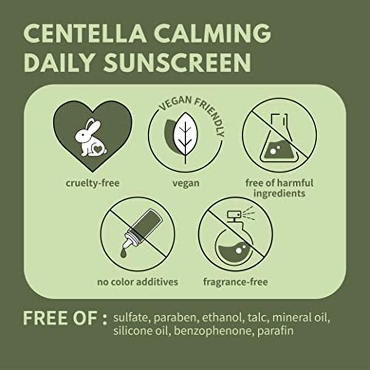 Immagine prodotto iUNIK Centella Calming Vegan Moisture SPF 50+ PA++++ Non appiccicosa Protezione solare quotidiana leggera (Crema solare viso, SPF 50+, 60 ml, 60 g)
