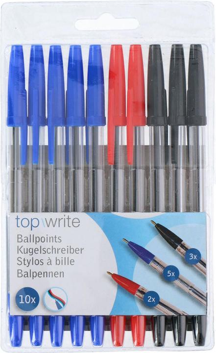 Topwrite Biros kleur, 10st. (Veelkleurig, 10x)