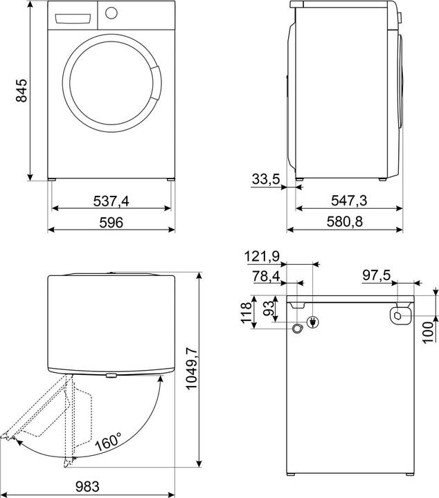Produktbild Smeg Pralka wolnostojąca WNP96SLAAIN (9 kg, Links)