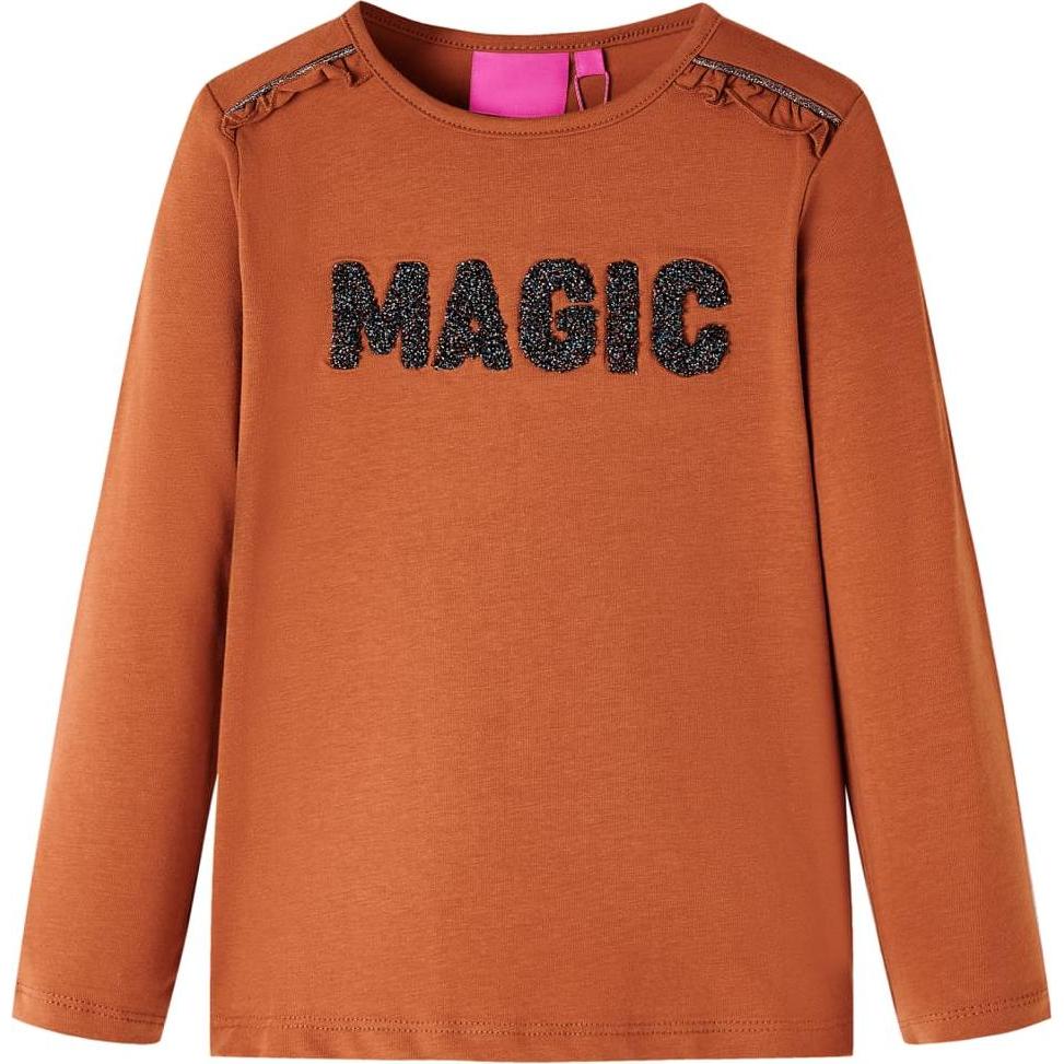 VidaXL, Jungen, Shirt, Kinder-Langarmshirt Cognac 104,Material: 95 % Baumwolle. 5, Braun, (104)