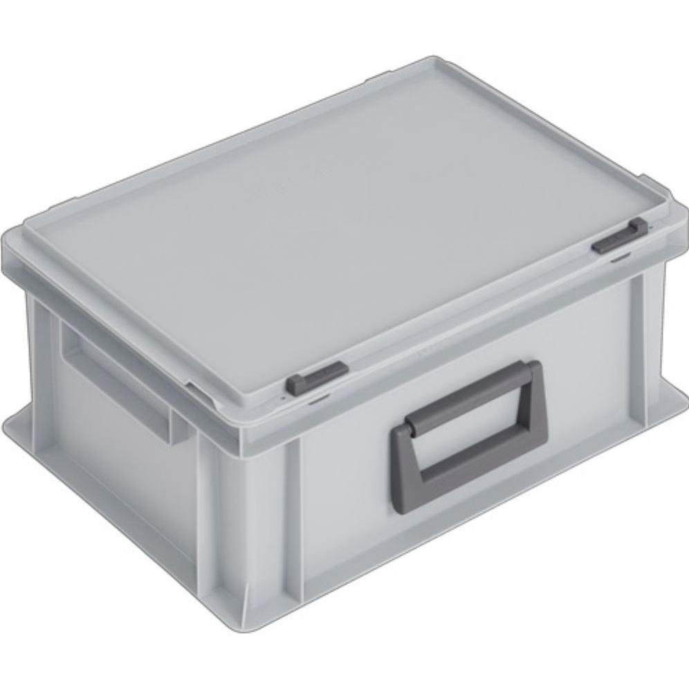 Lockweiler, Lagerbehälter, Kunststoffkoffer L400xB300xH183 mm PP 1 Griff Schiebeverschluss grau 14 l