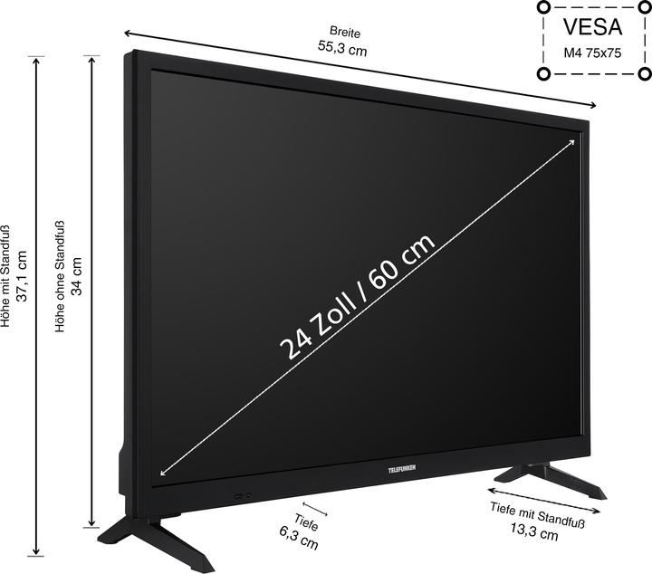 Produktbild Telefunken XH24TO550S 24 Zoll Fernseher / Smart TV (HD, HDR, 6 Monate HD+ inkl., Triple-Tuner) (24", LED, HD, 2024)
