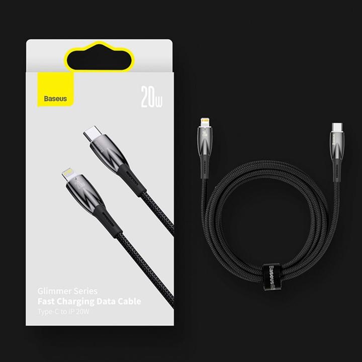 Actual product image Baseus USB cable for USB-C Glimmer Series, 100W, 1m (White) (1 m, USB 2.0, 100 W)