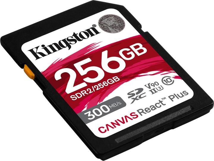 Productafbeelding Kingston Canvas React Plus SDXC UHS-II 300R/260W U3 V90 voor /4K/8K (256 GB, SDXC, U3, UHS-II)