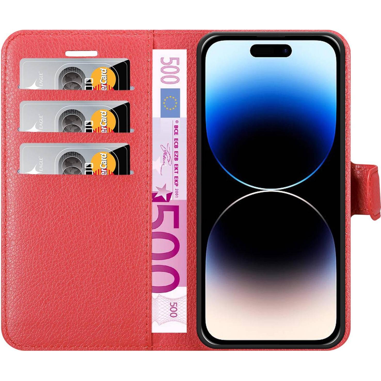 Thumbnail - Cadorabo Hülle für Apple iPhone 14 PRO im Book Stand Style (Apple iPhone 14 Pro), Smartphone Hülle, Rot