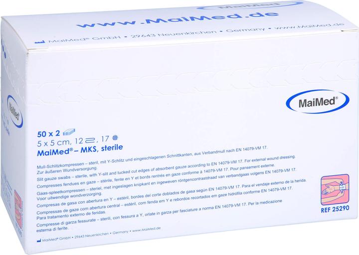 Actual product image MaiMed Gauze slit compresses sterile 12-fold 17-thread 100% cotton
