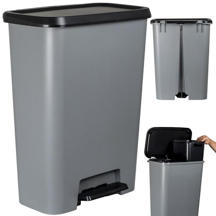 Curver Cubo de basura, DECO DUO PEDAL BIN 23 23L, plateado
