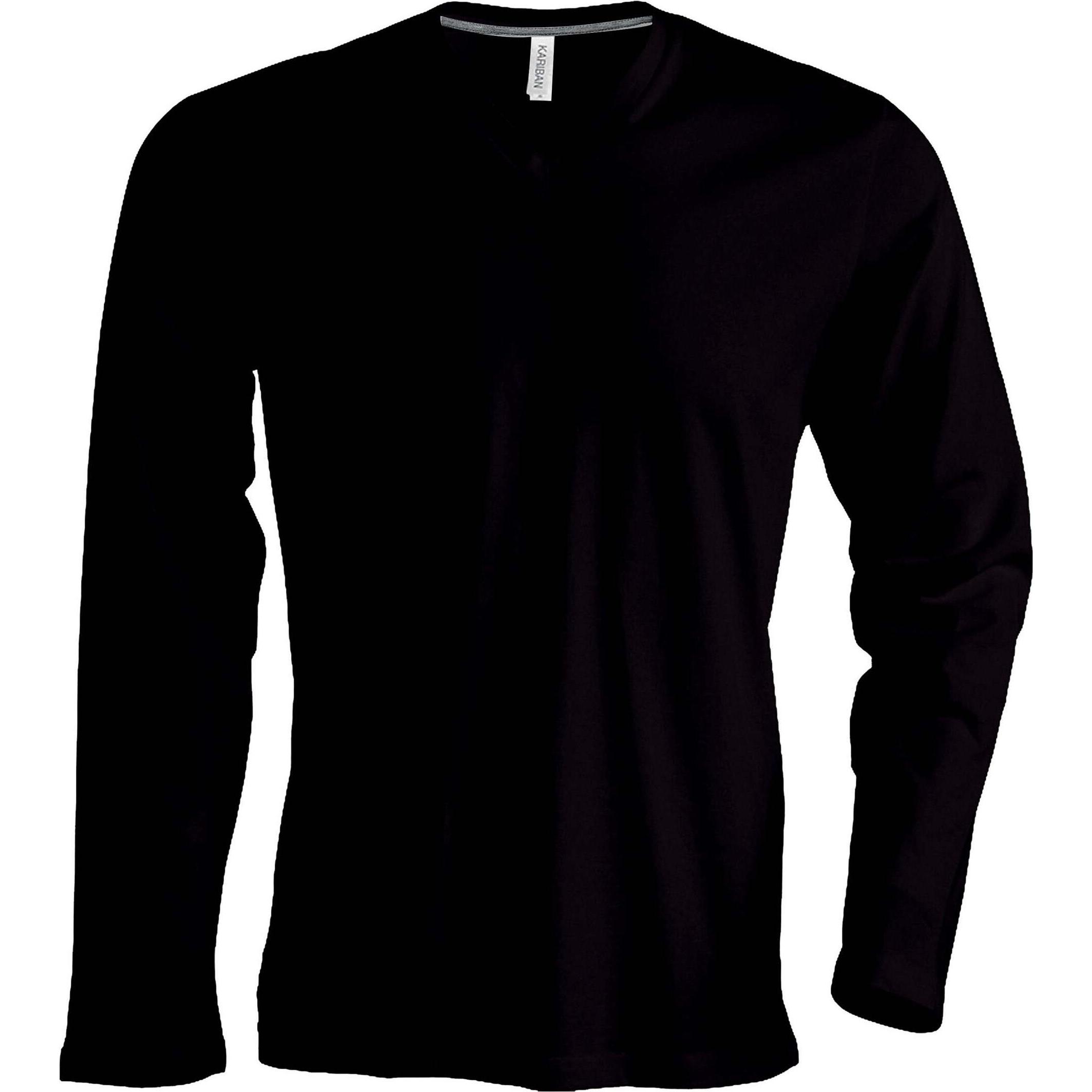 Kariban, Herren, Shirt, Col V langärmelig, Braun, (XXL)